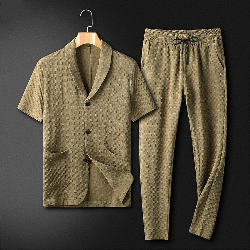 Trendy and comfortable business summer set for men – Timothy-Light green-S-State of Style