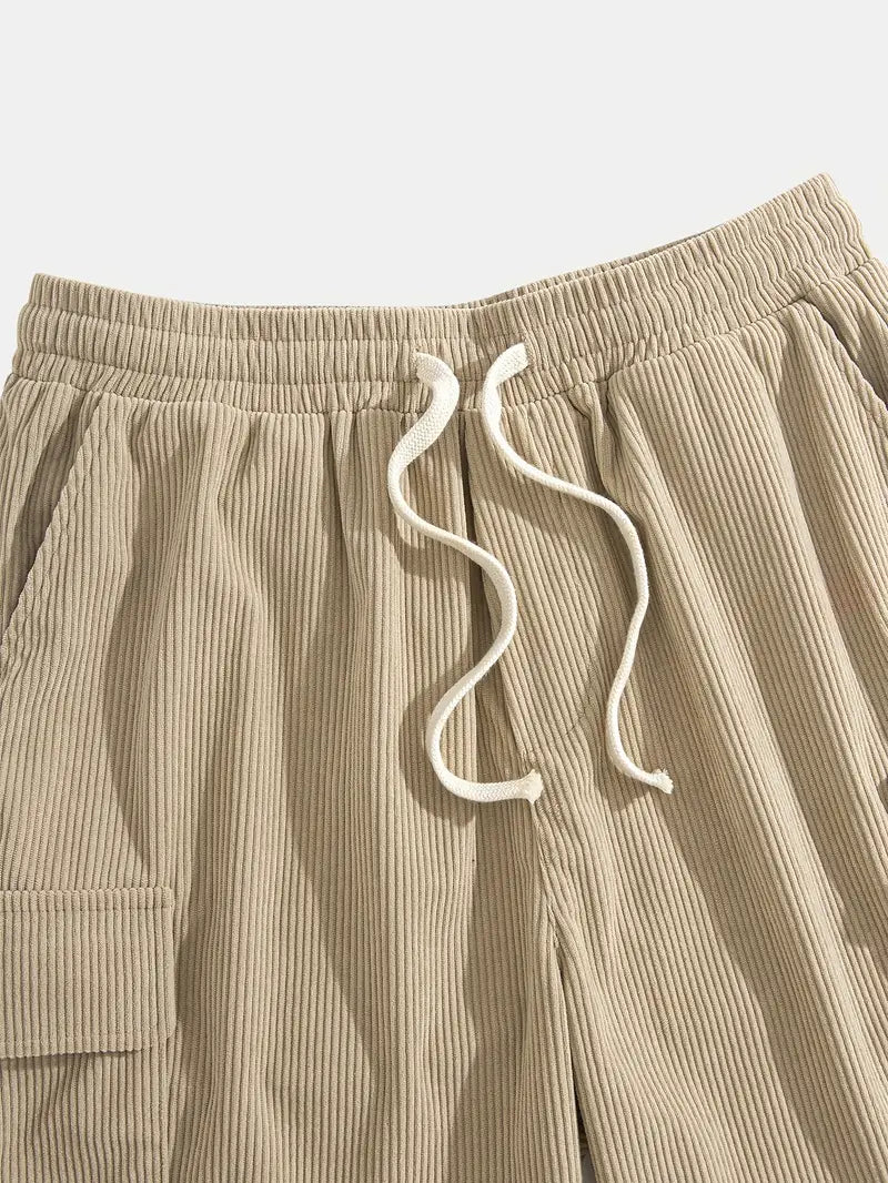 Trendy Beige Corduroy Cargo Summer Trousers – Tobias-S-State of Style
