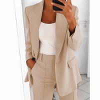 Trendy Blazer and Pants Set for Women - Sanne-Beige-S-State of Style
