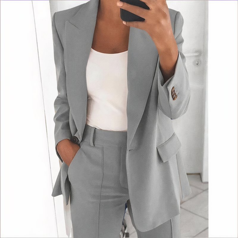 Trendy Blazer and Pants Set for Women - Sanne-Grey-S-State of Style