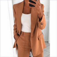 Trendy Blazer and Pants Set for Women - Sanne-Khaki-S-State of Style
