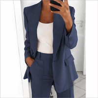Trendy Blazer and Trouser Set for Women - Sanne-Blue-S-State of Style