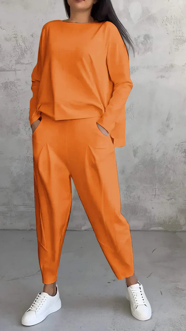 Trendy Casual Women's Clothing Set - Brooklyn-Orange-S-State of Style
