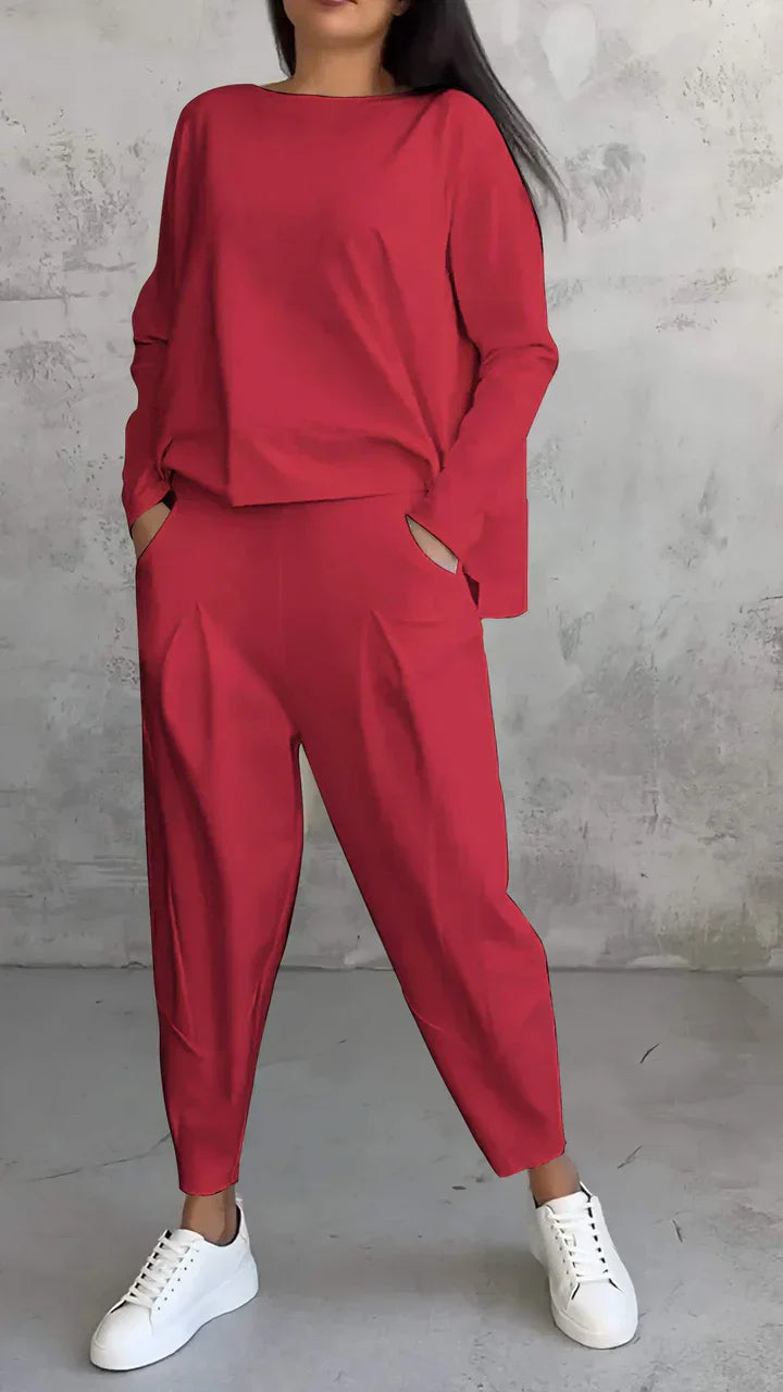 Trendy Casual Women's Clothing Set - Brooklyn-Red-S-State of Style