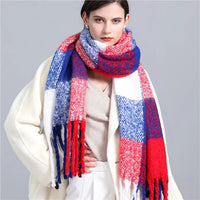 Trendy Checked Women's Scarf - Elira-Blue Red-State of Style