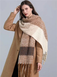 Trendy Checked Women's Scarf - Elira-Khaki-State of Style