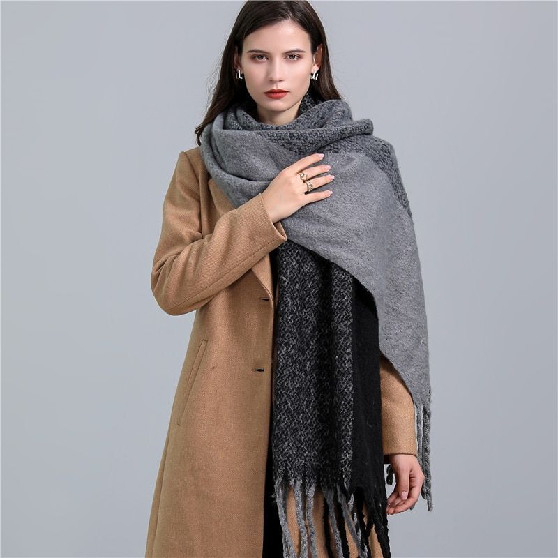 Trendy Checked Women's Scarf - Elira-Light Blue-State of Style