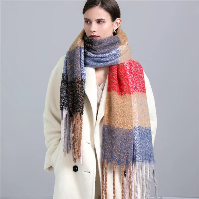 Trendy Checked Women's Scarf - Elira-Light Blue-State of Style