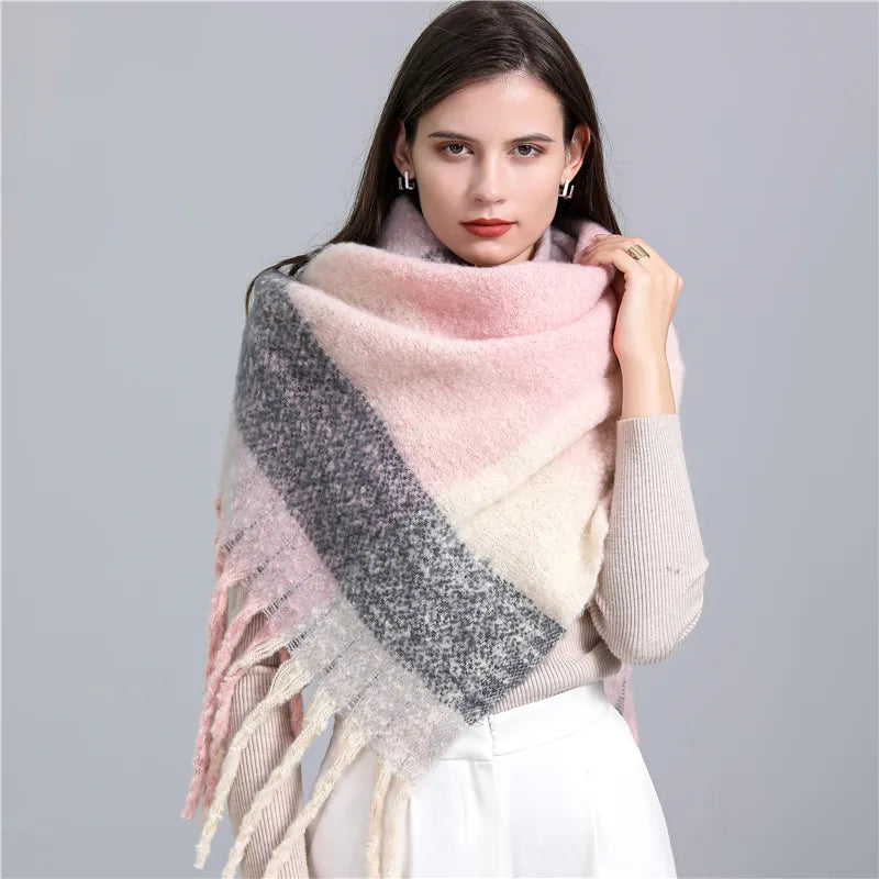 Trendy Checked Women's Scarf - Elira-Light Blue-State of Style
