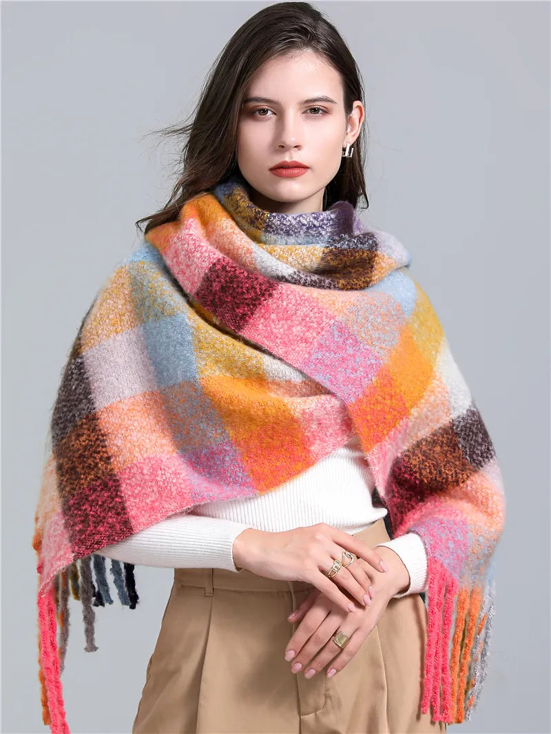 Trendy Checked Women's Scarf - Elira-Light Blue-State of Style