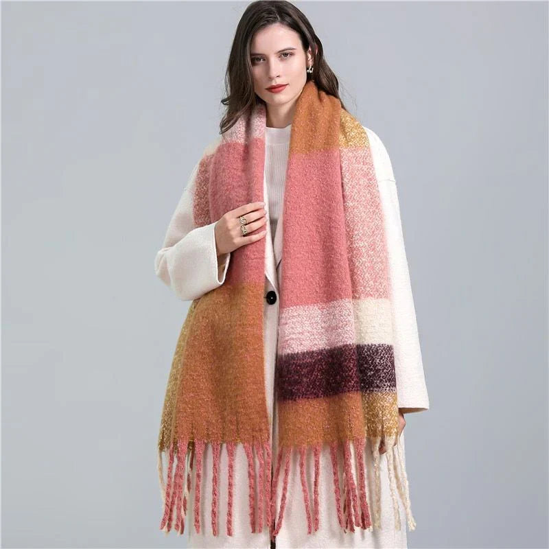 Trendy Checked Women's Scarf - Elira-Light Blue-State of Style