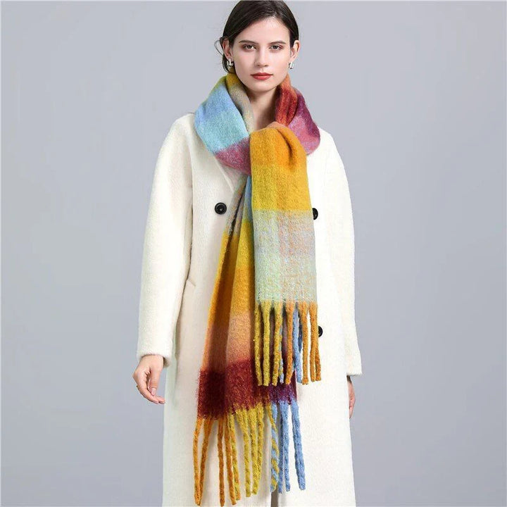 Trendy Checked Women's Scarf - Elira-Light Blue-State of Style