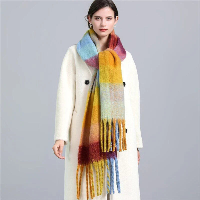 Trendy Checked Women's Scarf - Elira-Light Blue-State of Style