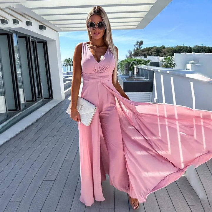 Trendy & Comfortable Jeans Jumpsuit for Women with Waist Cut – Rhea-Pink-S-State of Style