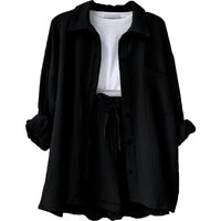 Trendy Cotton Summer Suit Ladies – Faylin-Black-S-State of Style