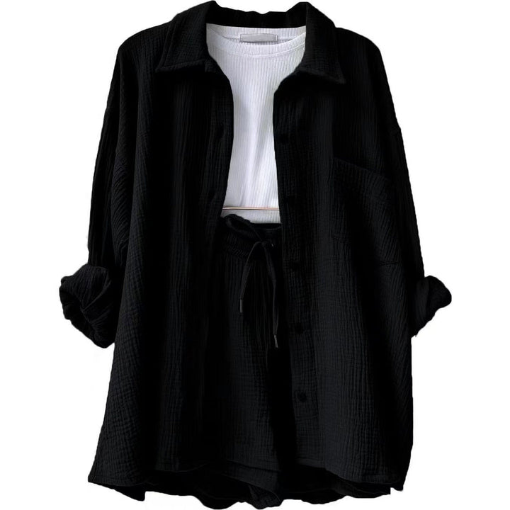 Trendy Cotton Summer Suit Ladies – Faylin-Black-S-State of Style