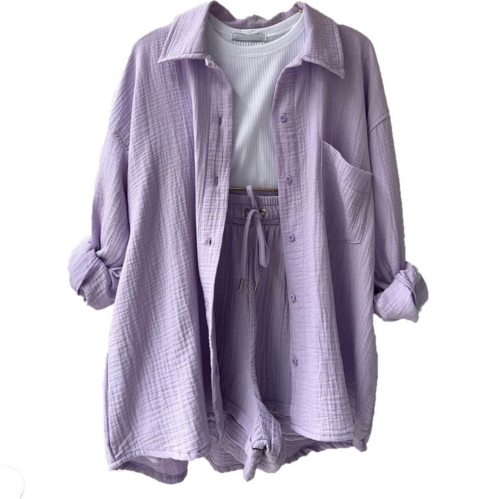 Trendy Cotton Summer Suit Ladies – Faylin-Green-S-State of Style