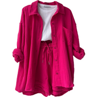 Trendy Cotton Summer Suit Ladies – Faylin-Pink-S-State of Style