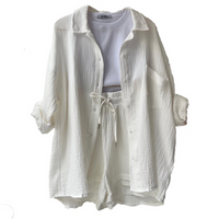 Trendy Cotton Summer Suit Ladies – Faylin-White-S-State of Style