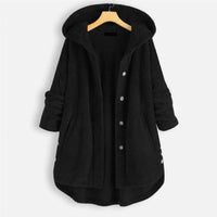 Trendy Cut Fleece Jacket with Hood - FleeceLux-Black-S-State of Style