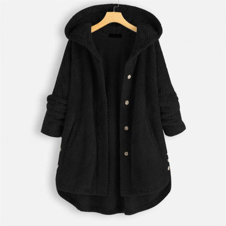 Trendy Cut Fleece Jacket with Hood - FleeceLux-Black-S-State of Style