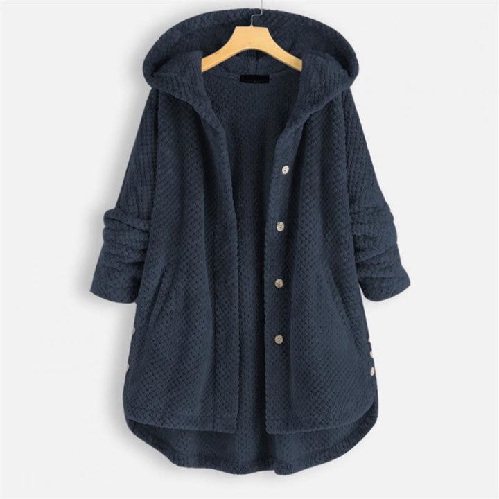 Trendy Cut Fleece Jacket with Hood - FleeceLux-Blue-S-State of Style