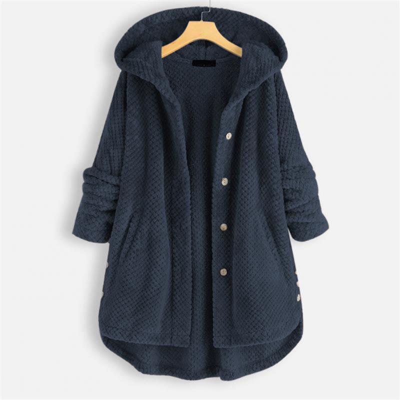 Trendy Cut Fleece Jacket with Hood - FleeceLux-Blue-S-State of Style