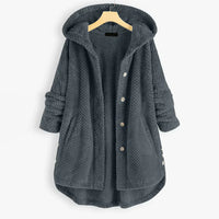 Trendy Cut Fleece Jacket with Hood - FleeceLux-Grey-S-State of Style