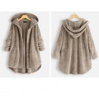 Trendy Cut Fleece Jacket with Hood - FleeceLux-White-S-State of Style
