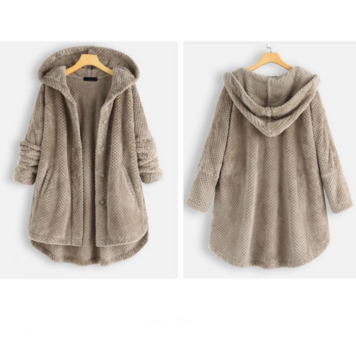 Trendy Cut Fleece Jacket with Hood - FleeceLux-White-S-State of Style