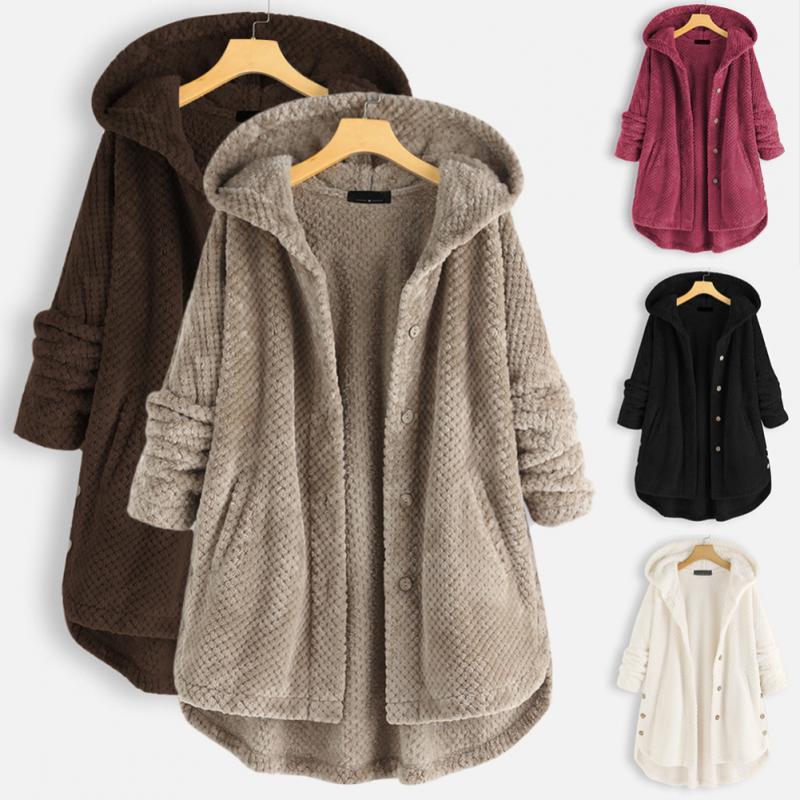 Trendy Cut Fleece Jacket with Hood - FleeceLux-White-S-State of Style