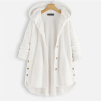 Trendy Cut Fleece Jacket with Hood - FleeceLux-White-S-State of Style