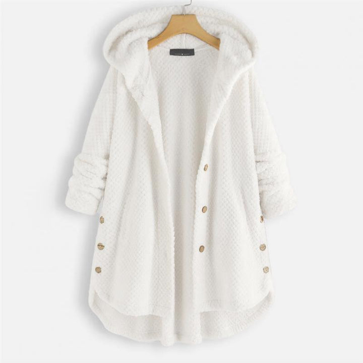 Trendy Cut Fleece Jacket with Hood - FleeceLux-White-S-State of Style