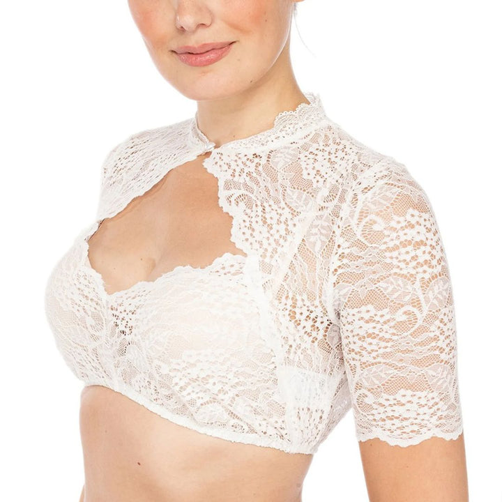 Trendy dirndl blouse with lace & heart neckline for women – Alina-White-S-State of Style