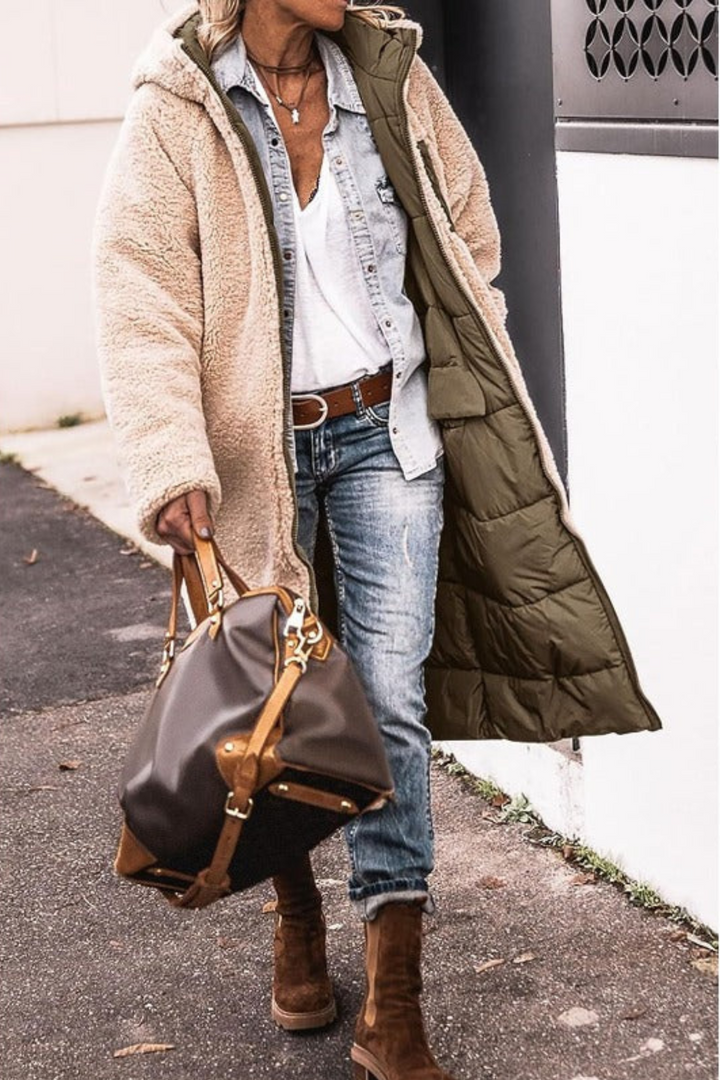 Trendy Double-Sided Ladies Winter Coat - Sofia-Brown-S-State of Style