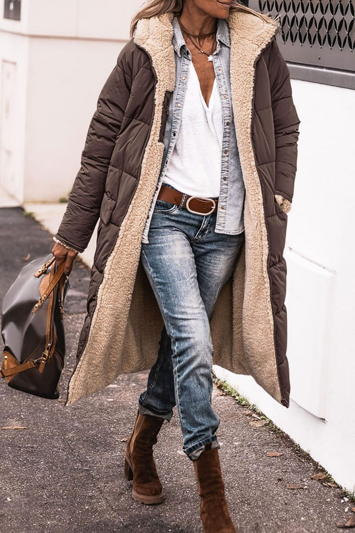 Trendy Double-Sided Ladies Winter Coat - Sofia-Brown-S-State of Style