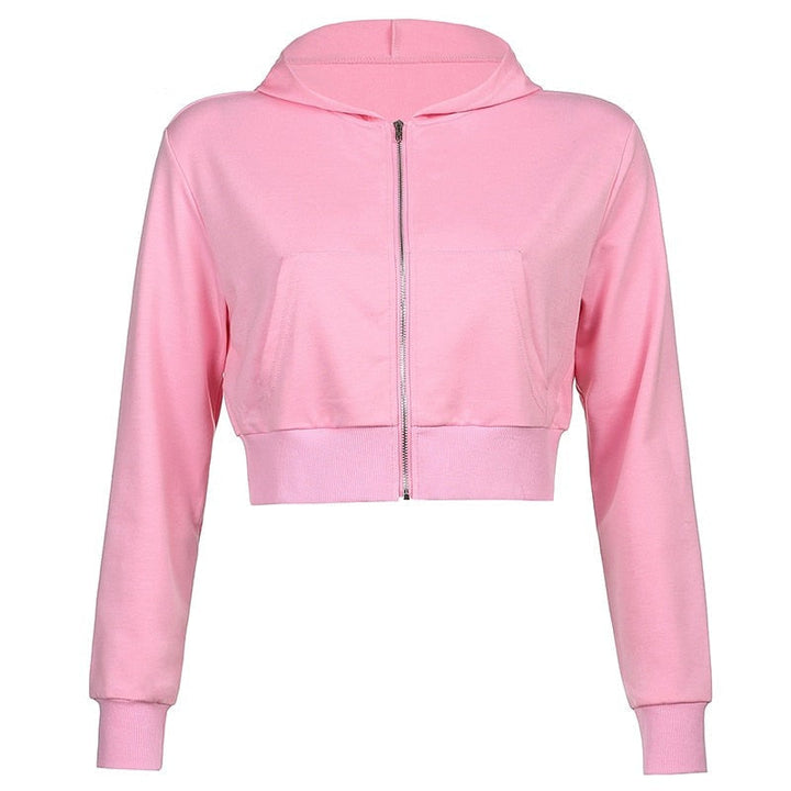 Trendy Fitted Women's Cropped Zip-Up Hoodie with Hood – Alina-Brown-S-State of Style