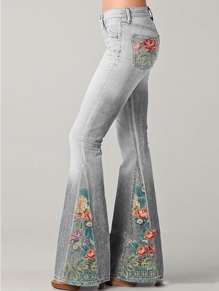 Trendy Flared Women's Jeans - Luna-Gray-S-State of Style