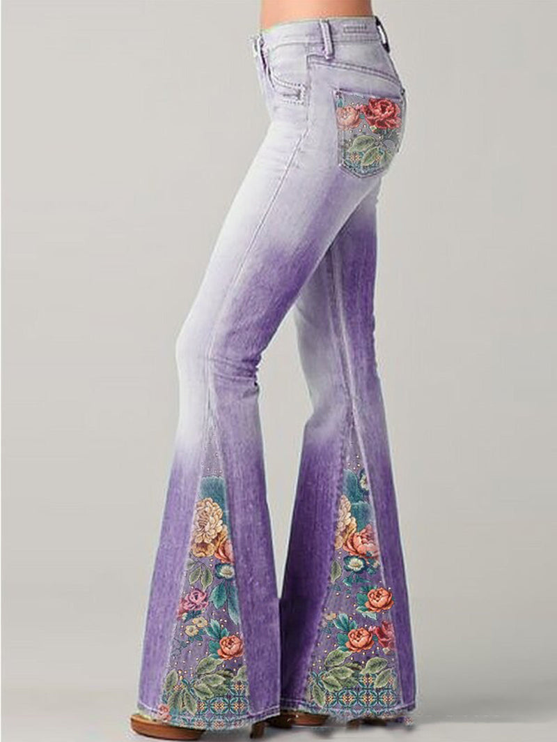 Trendy Flared Women's Jeans - Luna-Purple-S-State of Style