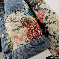 Trendy Flower Denim Jacket for Women - Amaline-Dark blue-XS-State of Style