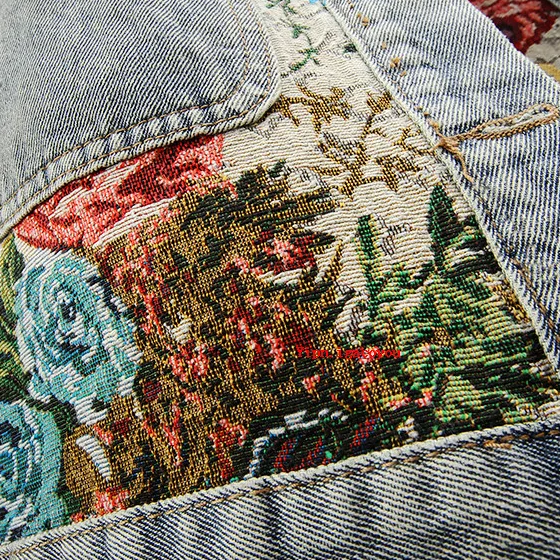 Trendy Flower Denim Jacket for Women - Amaline-Dark blue-XS-State of Style