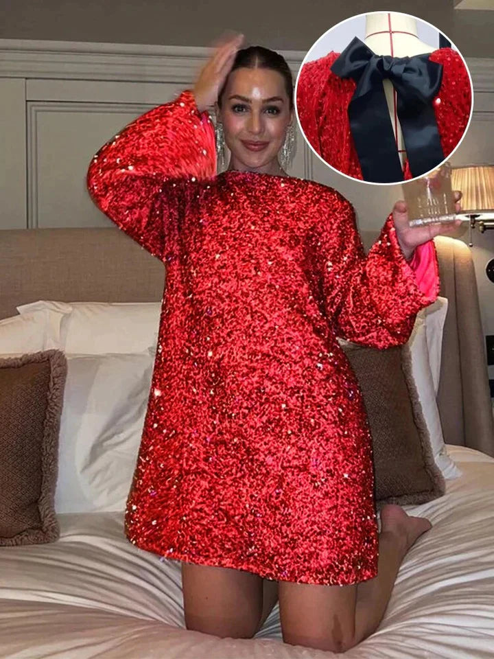 Trendy Glitter Midi Dress - Stella-Red-XS-State of Style