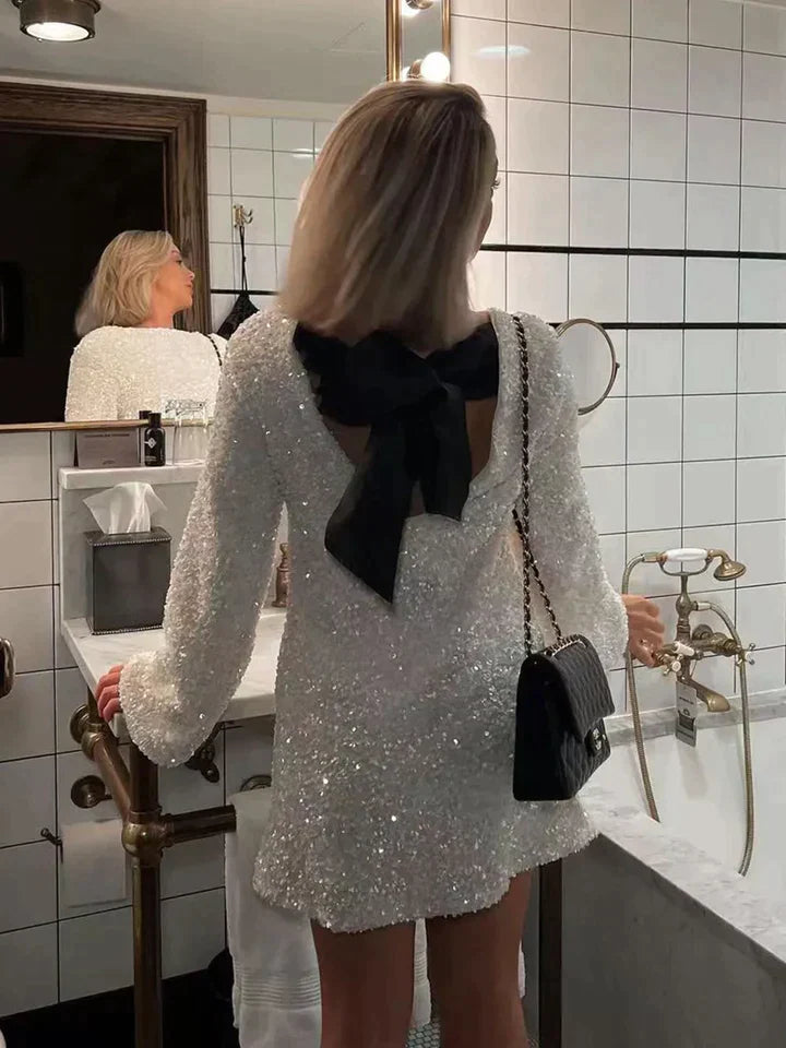 Trendy Glitter Midi Dress - Stella-White-XS-State of Style