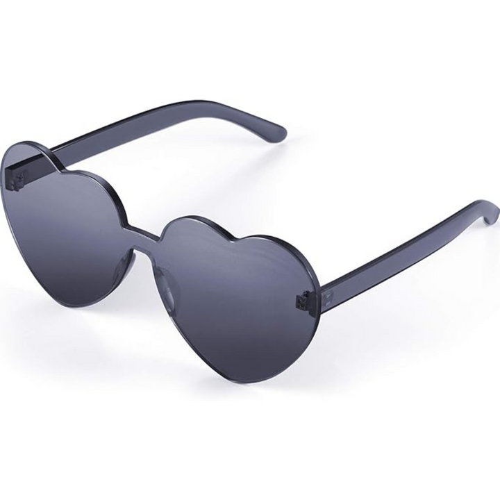 Trendy heart-shaped sunglasses without a frame in a transparent look - HeartBlitz-Gray-State of Style