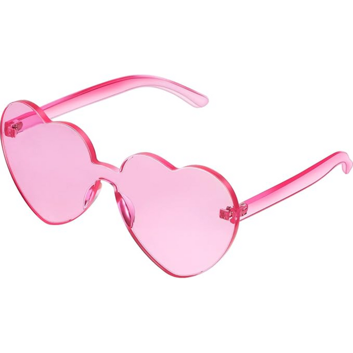 Trendy heart-shaped sunglasses without a frame in a transparent look - HeartBlitz-Pink-State of Style