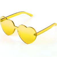 Trendy heart-shaped sunglasses without a frame in a transparent look - HeartBlitz-Yellow-State of Style