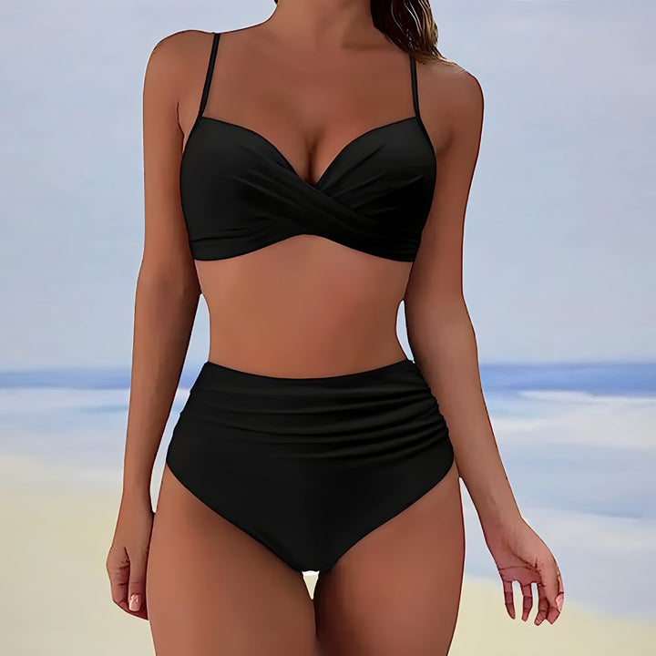 Trendy high-waist bikini with a comfortable fit – Eula-Black-S-State of Style