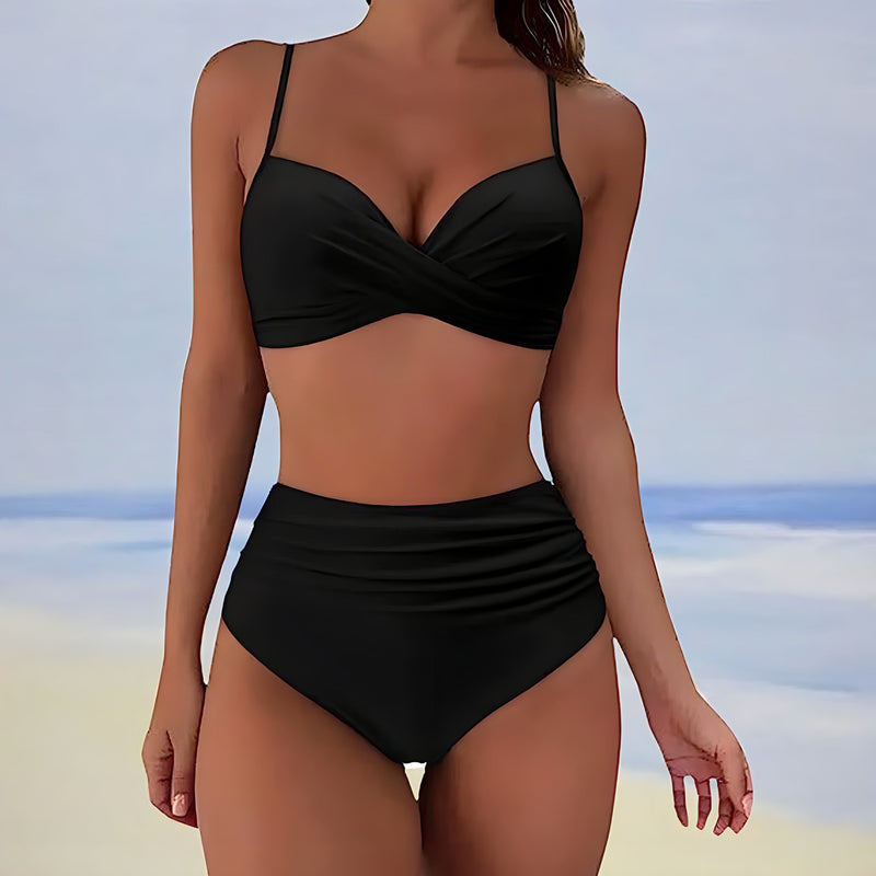 Trendy high-waist bikini with a comfortable fit – Eula-Black-S-State of Style
