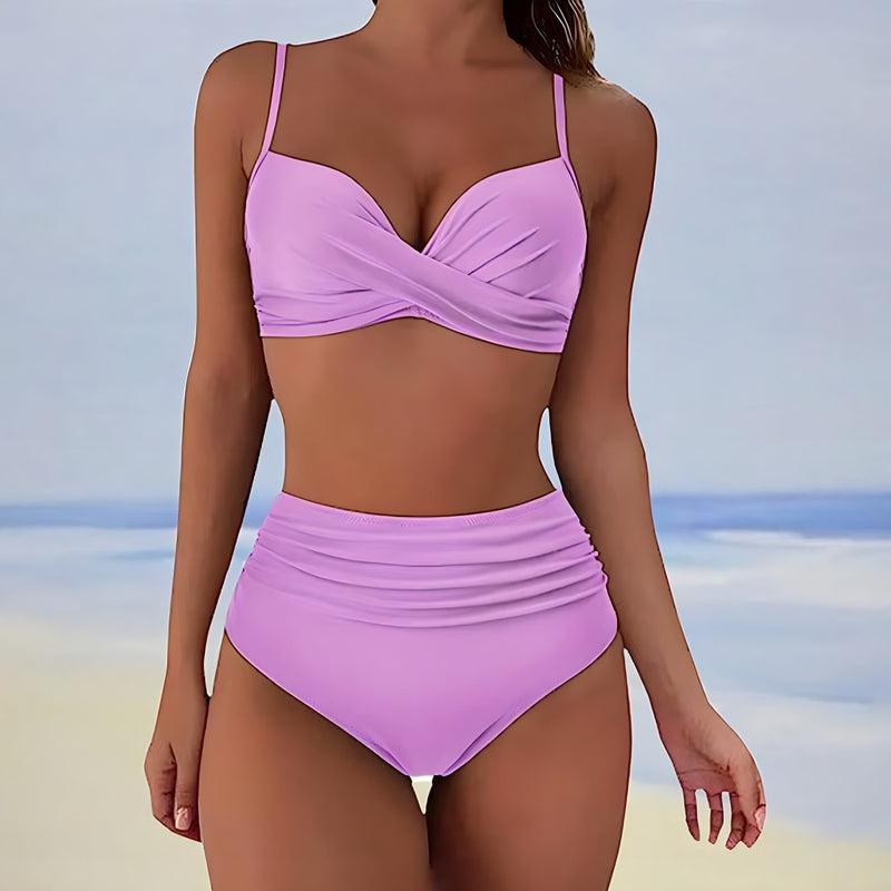 Trendy high-waist bikini with a comfortable fit – Eula-Green-S-State of Style