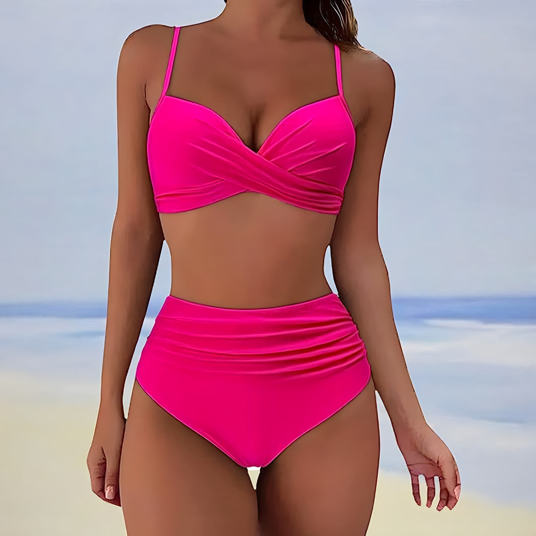 Trendy high-waist bikini with a comfortable fit – Eula-Green-S-State of Style